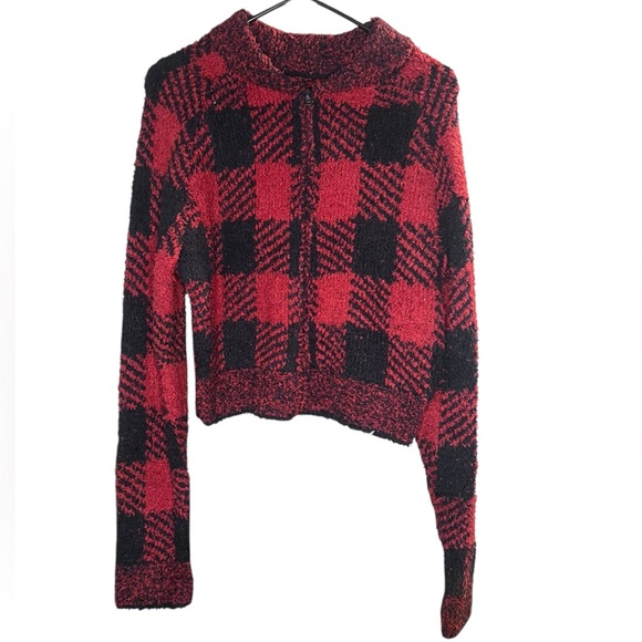 Skims Cozy Zip-Up in Brick Buffalo Check Size L/XL - Picture 2 of 6